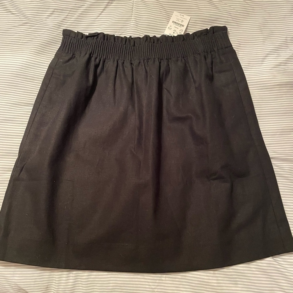 J Crew Linen Cotton Blend City Skirt in Black NWT